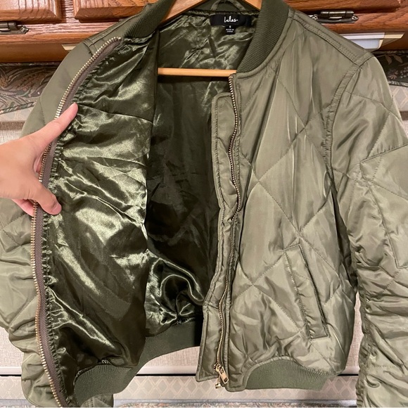 Lulus Style Expedition Olive Green Quilted Bomber Jacket - Picture 5 of 11